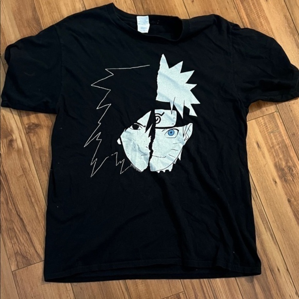 Naruto/Sasuke - Shonen Jump - L BLACK Short Sleeve T-shirt